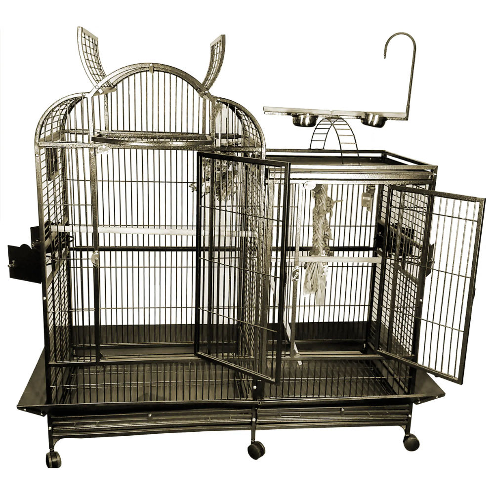 Split Level House Cage With Divider - Platinum 42"x26"x61"