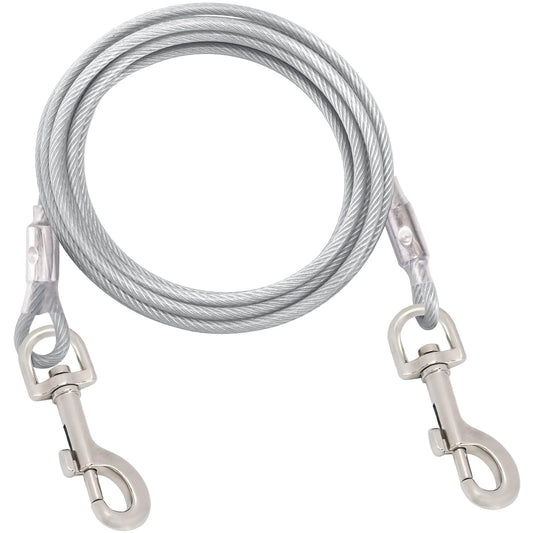 Steel Wire Dog Leashes with Two Head Dogs, Anti-Bite, Tie Out Cable for Small Big Pets, Outdoor Double Steel Wire Rope Lead, New