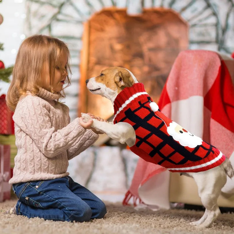 Striped Dog Sweater Dress Winter Knitted Pet Dog Skirt Puppy Coat Dog Warm Clothes Labrador Jacket Costume for Small Large Dogs