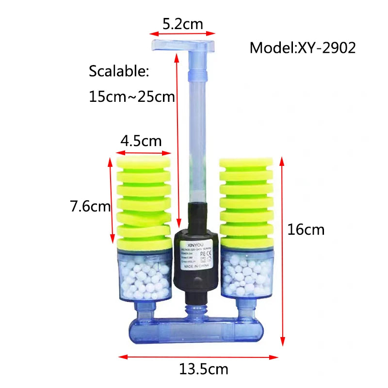 Aquarium Filter With Pump For Fish Tank Air Pump Skimmer Biochemical Sponge Filter Aquarium Bio Ball Filters Filtro Aquario