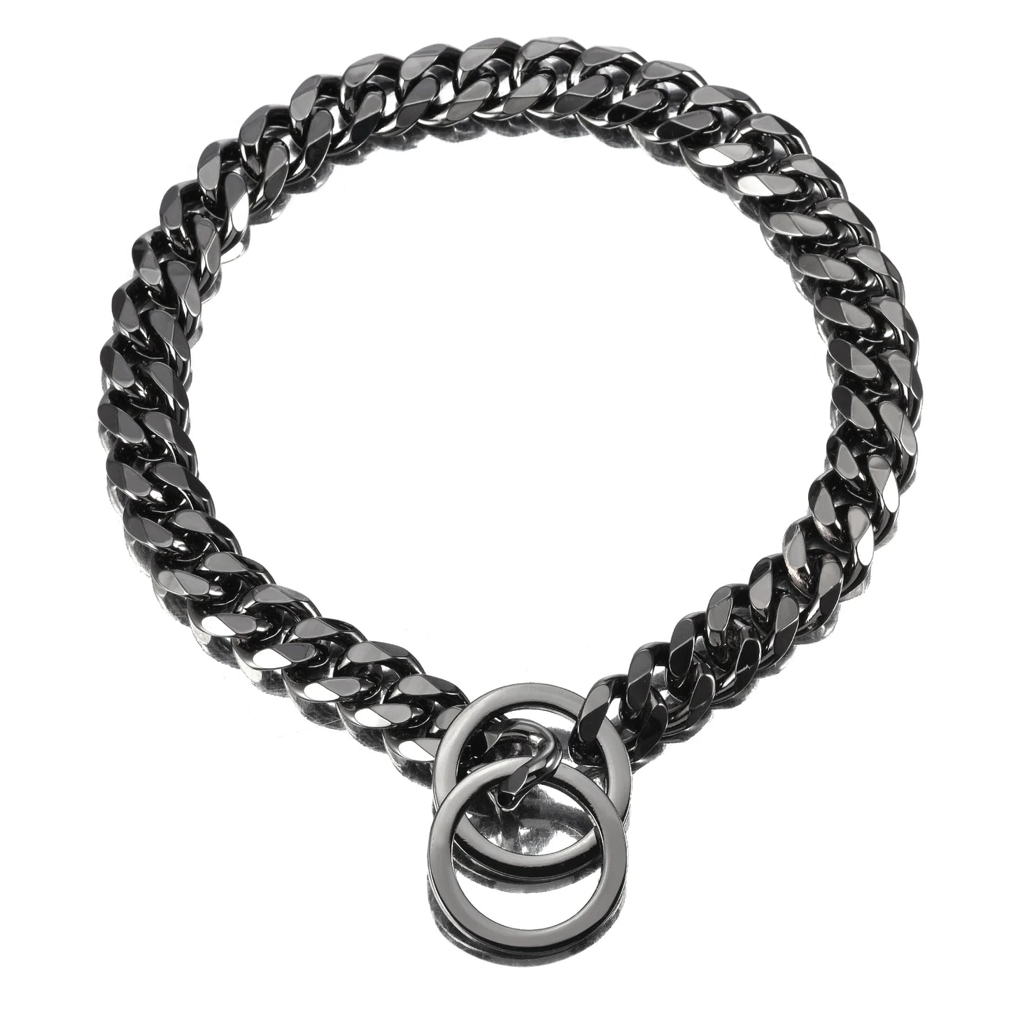 Stainless Steel Dog Chain Collar, Rose Gold Pet Necklace, Strong P Chain Choker for Small and Big Dogs, 15mm Width
