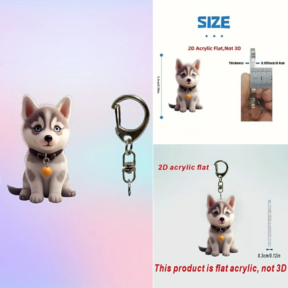 Husky Dog Cartoon Acrylic Keychain Cute Puppy Acrylic Pendant Versatile Charm for Car Mirror,Backpacks,Home,Festive,Gift & Decor