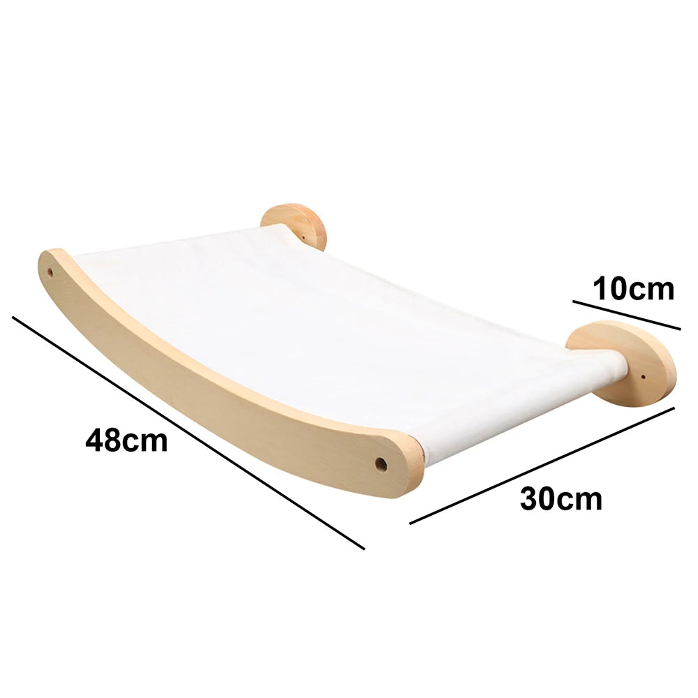 Cat Climbing Shelf Furniture Wall Mounted Cat Hammock and Wooden Stairway with Scratching Post for Cats Indoor Playing and Rest