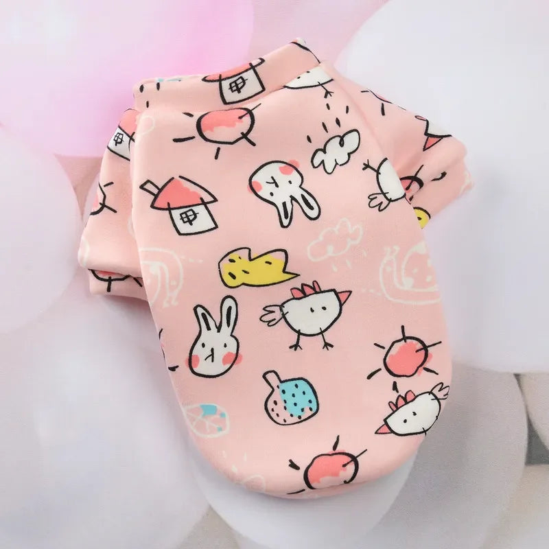 Pet Dog Costume Cute Printed Pet Coat Cotton Soft Pullover Dog Shirt Jacket Sweatshirt Hoodie Cat Clothes Suit Sweater Outfit