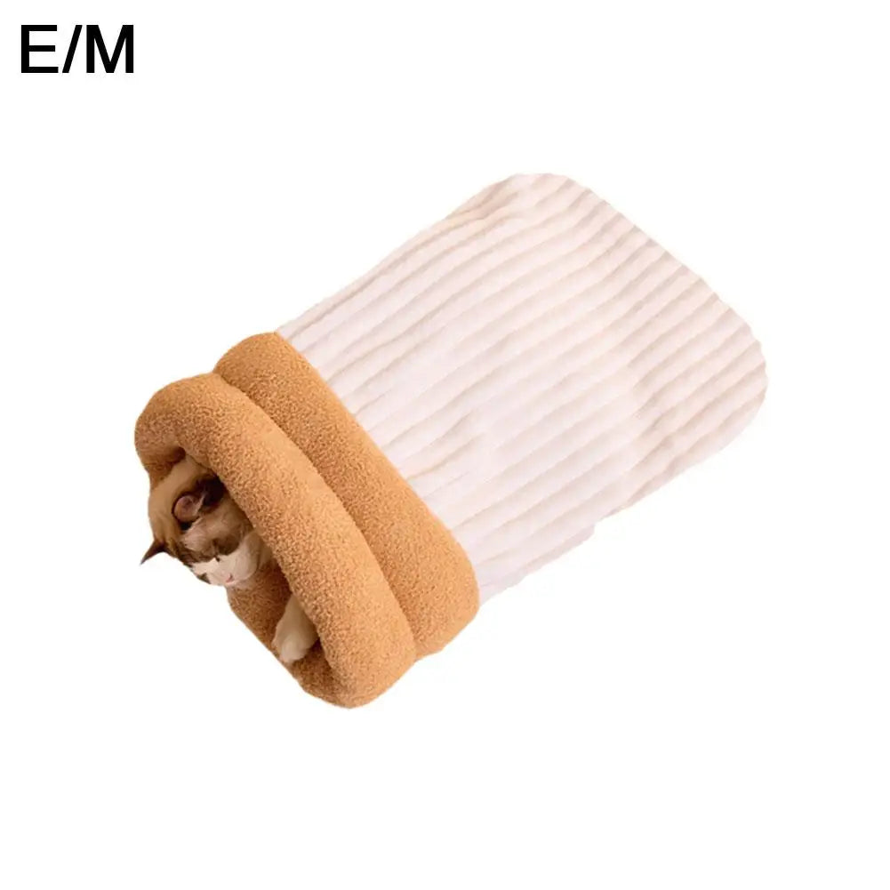 Cat Winter Sleeping Bag Pet Down Sleeping Bag Nest PP Cotton Semi-enclosed Warm And Comfortable Large Pocket Design M/L Cute