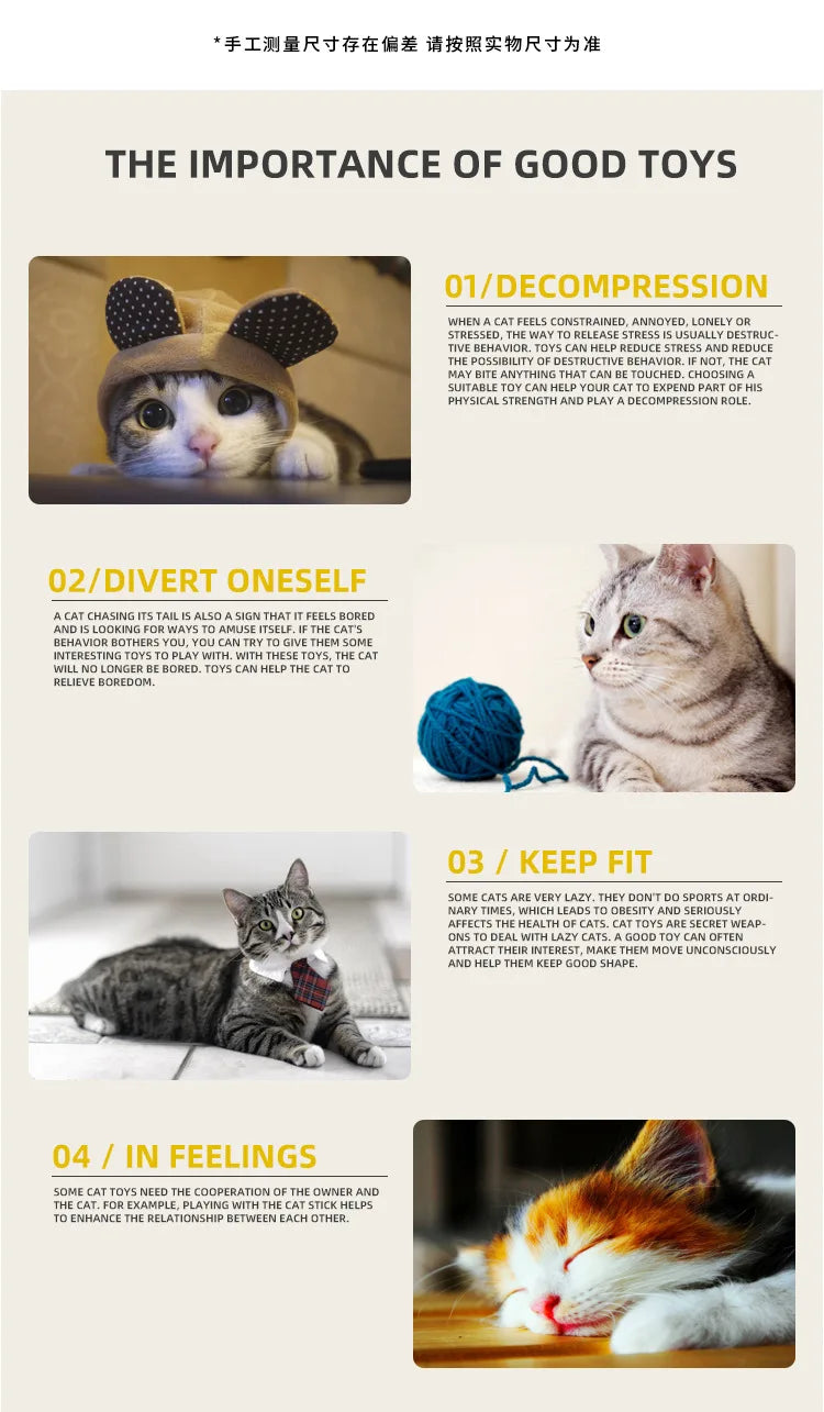 Cat Toy Cat Teaser Sticks Paper Rope Ball Tease Cat Stick Cat Interactive Toy Pet Toy Replace Head Cat Supplies Tease Cat Ball.
