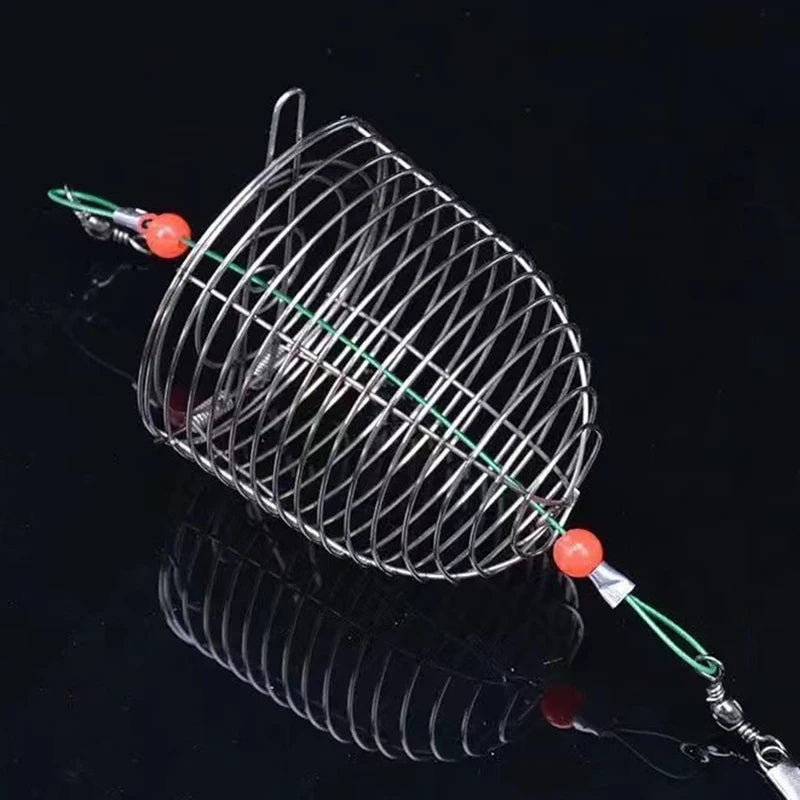 Stainless Steel Aquarium Small Fishing Bait Feeder Fish Tank Crystal Shrimp Dry Food Feeding Fishing Lure Cage Trap Basket