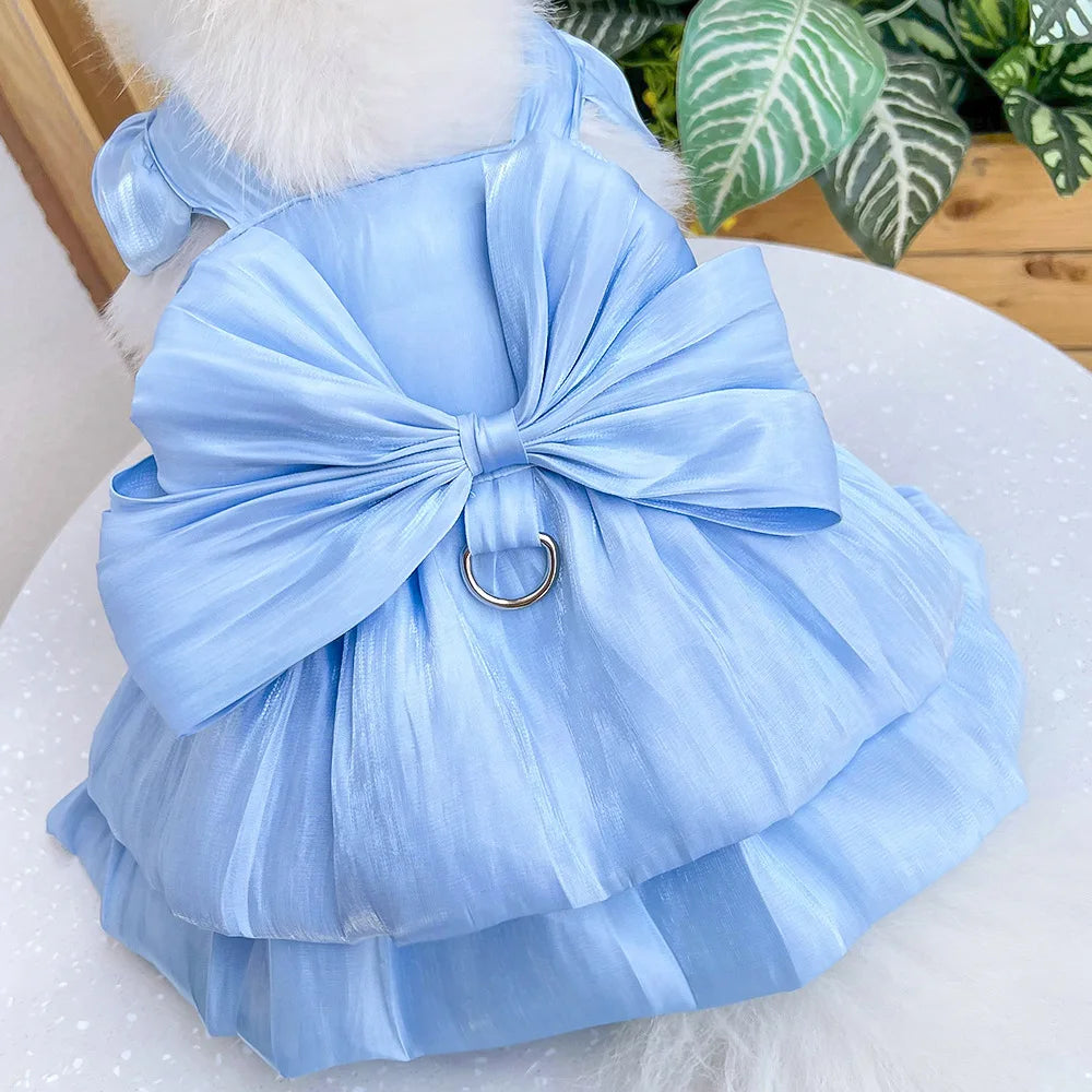 Summer Pet Dog Skirt Puppy Striped Butterfly Skirt Princess Baby Dog Wedding Midi Dress Cat Skirt Shih Tzu Dog Clothes for Party
