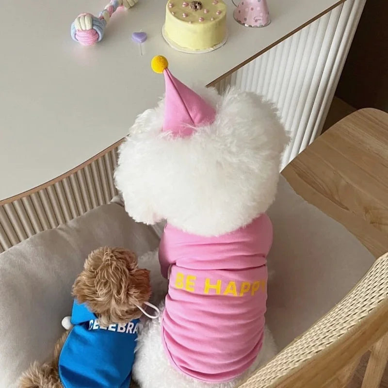 Pet Dog Vest Kitten Puppy Summer T- Shirt Solid Dog Clothes for Small Dogs Cat Dog Birthday Party Festival Accessories Apparels