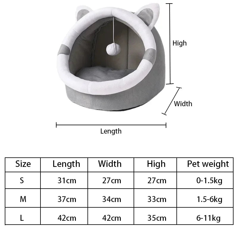 Pet House Cat Bed Cat Basket Winter Warm Beds Cat Pet Tent Cave Bed for Cats Small Dogs Foldable Removable Washable Kitten House