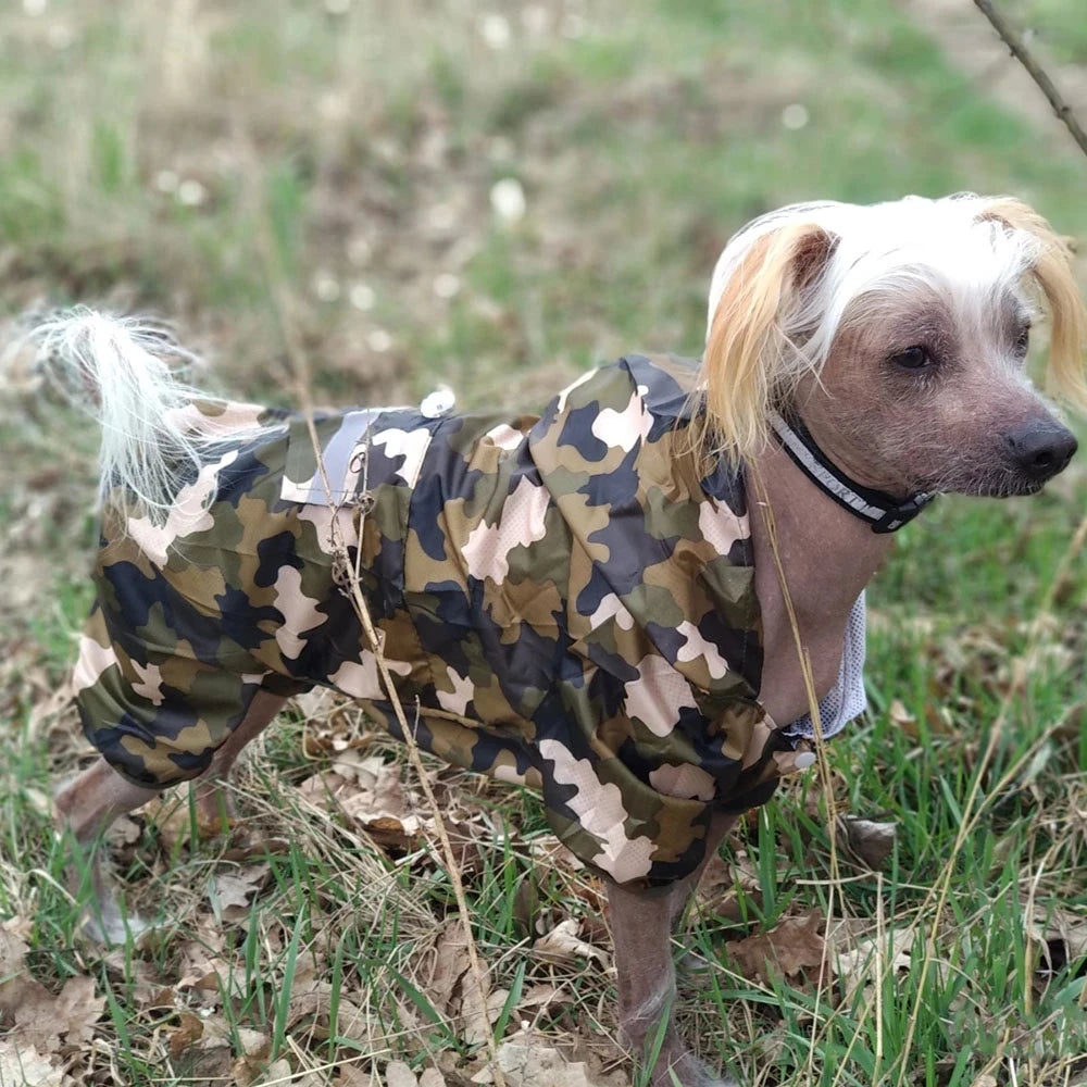 Dogs Raincoat Adjustable Puppy Dog Raincoat Waterproof 4 Legs Raincoat for Small Dogs Outdoor Pet Poncho with Reflective Strap
