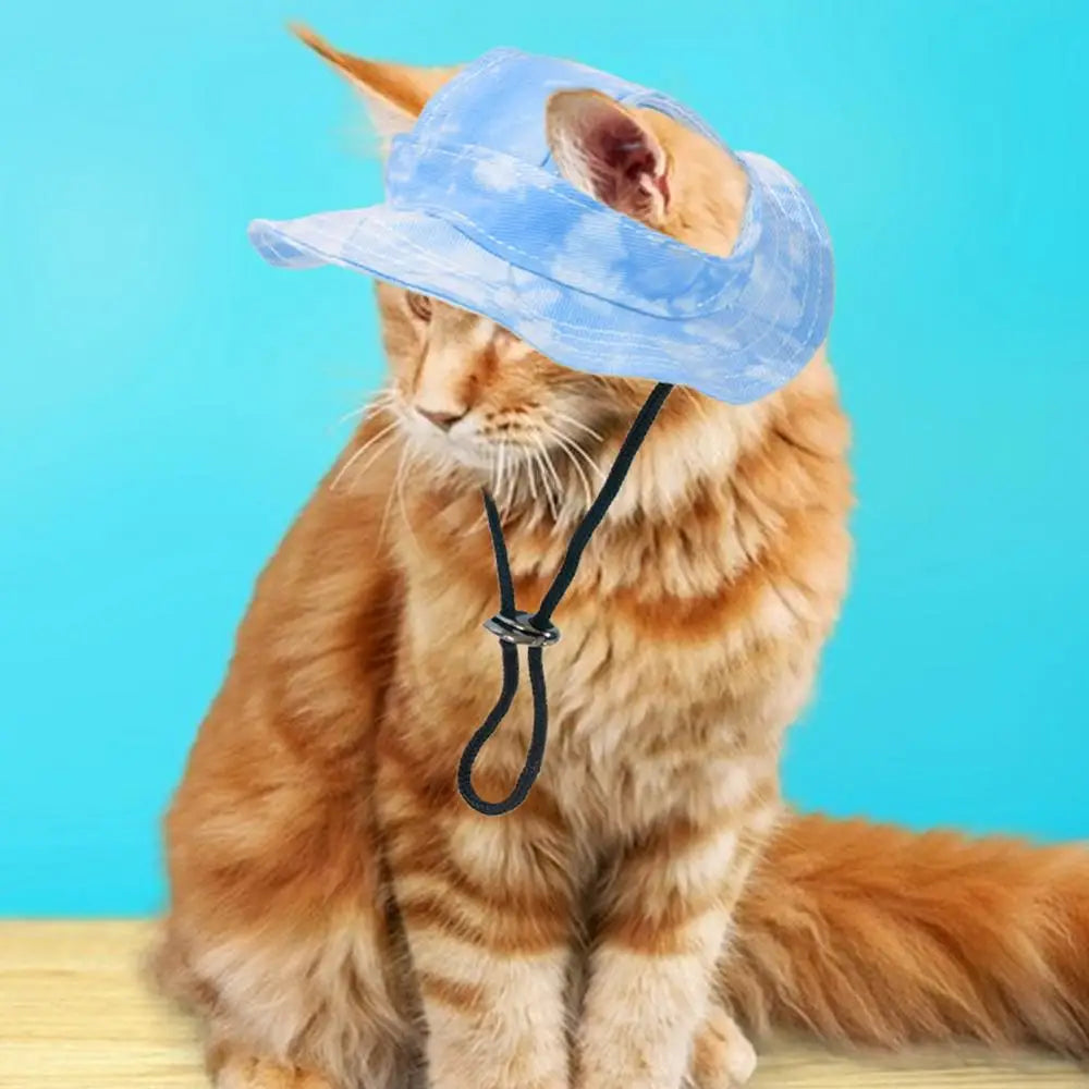 Sun Hat for Dogs Bucket Hat Dog Hat Summer Fishing Hat with Ear Holes Adjustable Dog Visor Wide Brim Hat Pet Hats for Outdoor