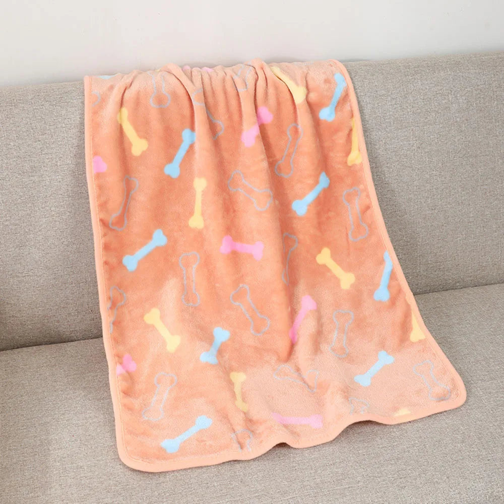 Pet Blanket Dog Puppy Blanket Paw Print Fleece Blanket for Small Medium Large Pet Dog Cat Warm Soft Sleep Mat Doggy Bed Blanket