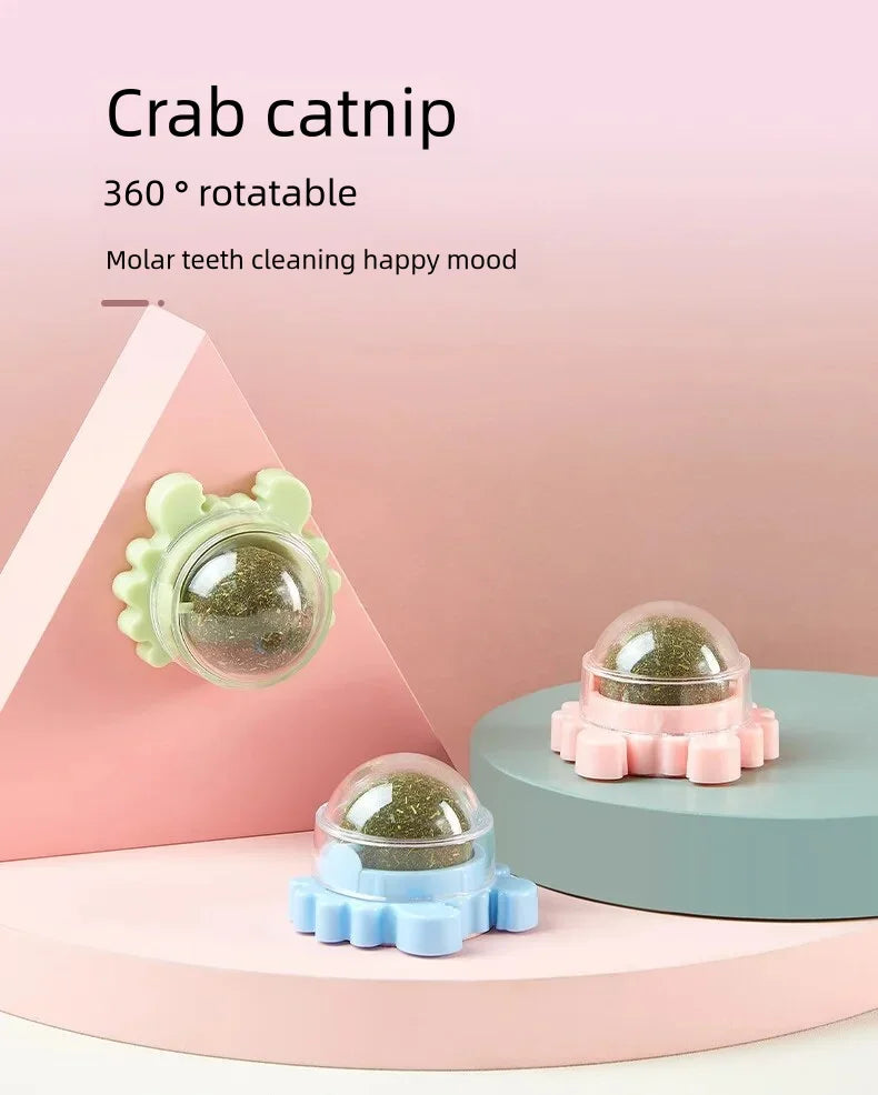 1PC Natural Cats Candy Snack Ball Rotatable Toy Catnip Pure Cat Molar Toothpaste Edible Bolus Teeth Cleaning Bite-resistant Toys