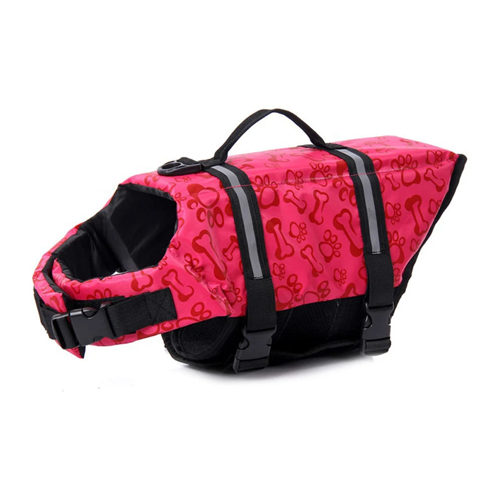 Dog Life Jacket with Reflective Stripe Adjustable High Flotation Dog Life Vest Ripstop Dog Lifesaver Pet Life Preserver Swimsuit