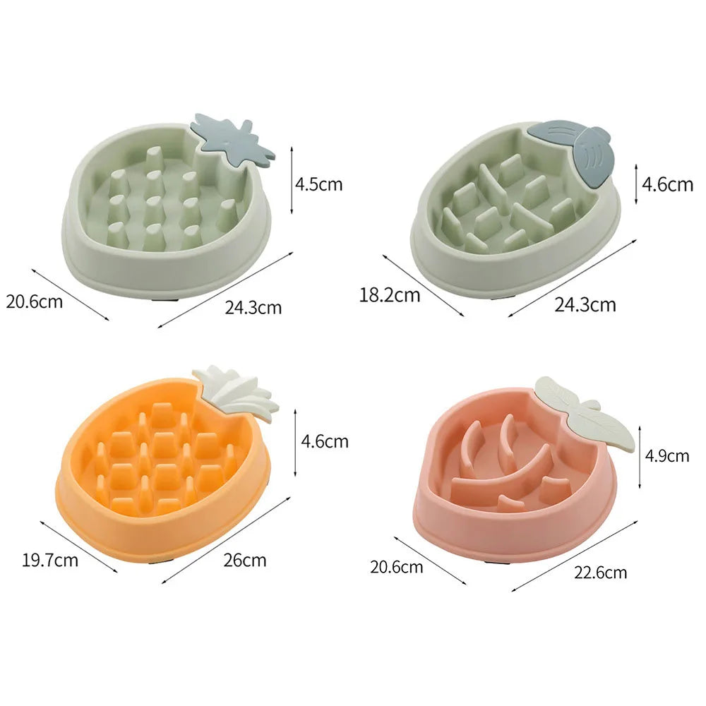 Slow Dog Bowl for Puppy Large Dogs Anti-Gulping Dog Slow Feeder Stop Bloat Slow Eating Pet Bowls Corn Peach Strawberry Pineapple