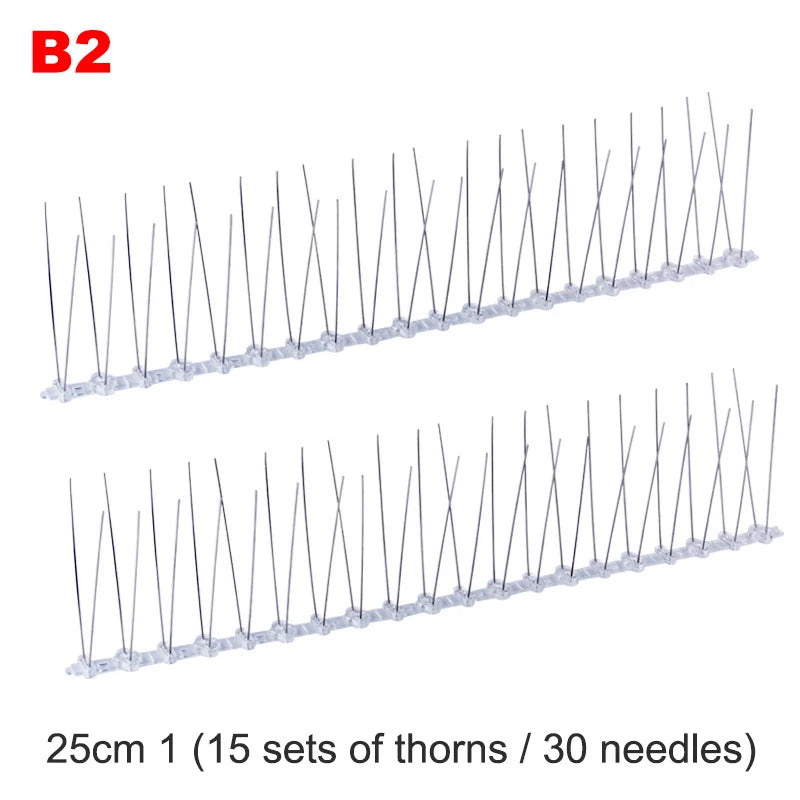 25/50cm Stainless Steel Bird Thorn Garden Orchard Fence Spikes Catcher Repeller Anti-Theft Pigeon Nails Plastic Base