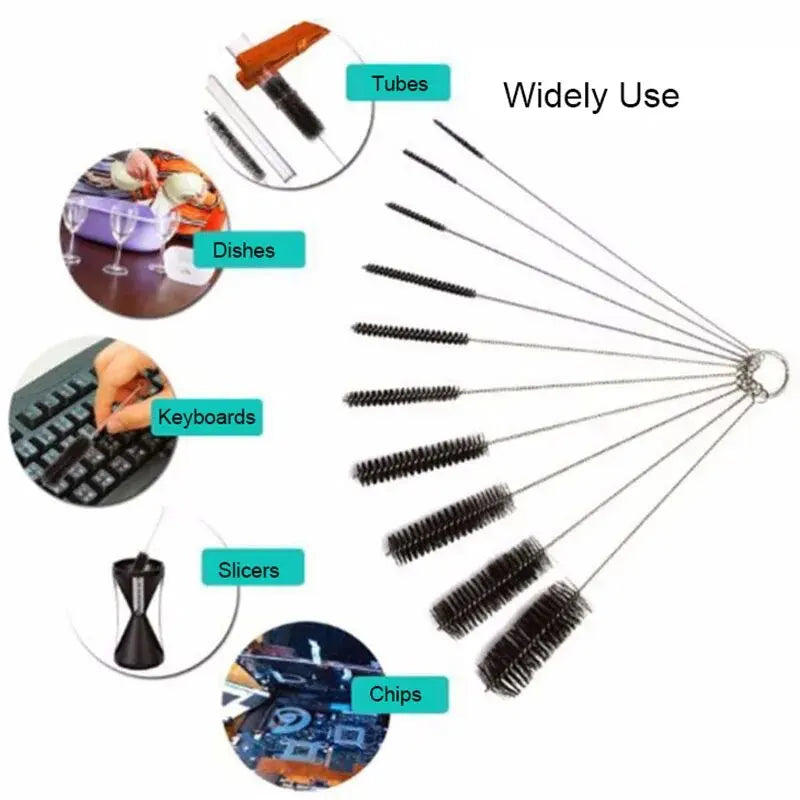 10pcs/set Aquarium Tube Pipe Cleaning Brush Stainless Steel Water Filter Air Tube Flexible Single End Hose Aquarium Accessories