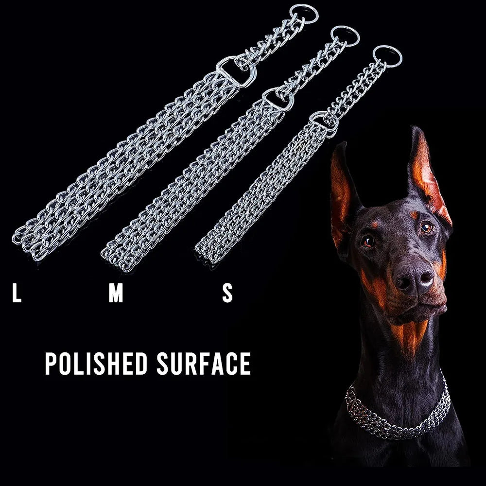 Dog Choker Collar No Pull Dog Collar Martingale Collar Seamless Die-Casting Three Row Chain Dog Collar for Dogs Training Walking