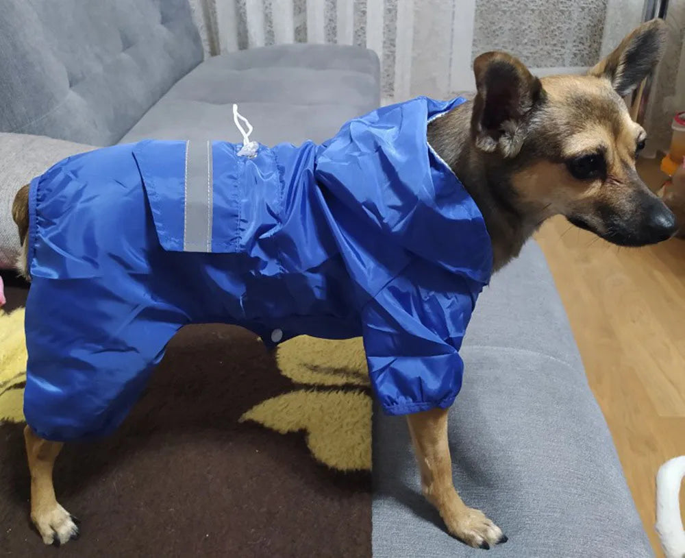 Dogs Raincoat Adjustable Puppy Dog Raincoat Waterproof 4 Legs Raincoat for Small Dogs Outdoor Pet Poncho with Reflective Strap