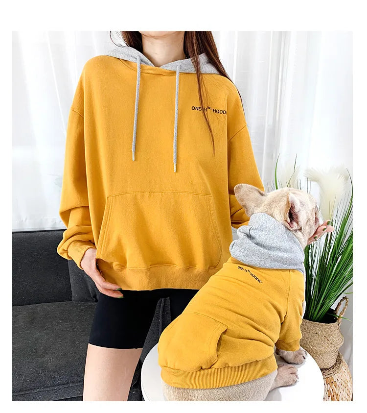 The New Pet Clothes Dog Clothes Parent-child Wear Spring and Autumn Korean Version Pure Cotton Hoodie Four Colors Seven Sizes
