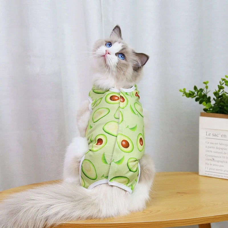 Cute Cartoon Print Overalls for Small Medium Dogs After Sterilization Dressing Surgery Pet Cat Outfit Soft Cotton Puppy T Shirts