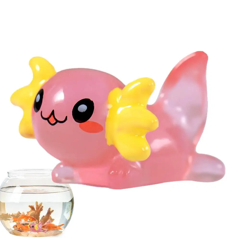 Miniature Axolotl Figures Cute Resin Mini Aquarium Figures In The Dark Durable Axolotl Figurines Small Aquarium
