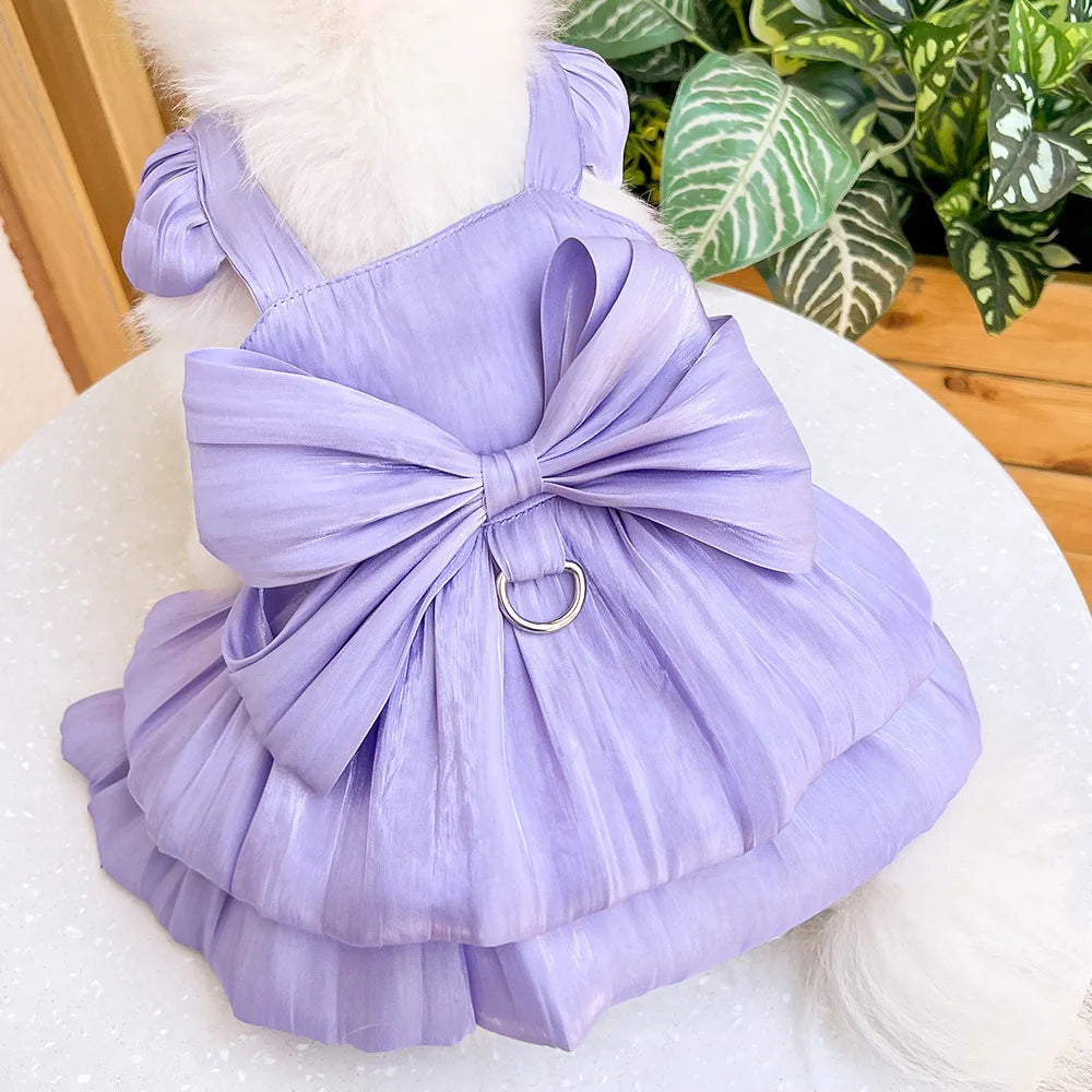 Summer Pet Dog Skirt Puppy Striped Butterfly Skirt Princess Baby Dog Wedding Midi Dress Cat Skirt Shih Tzu Dog Clothes for Party