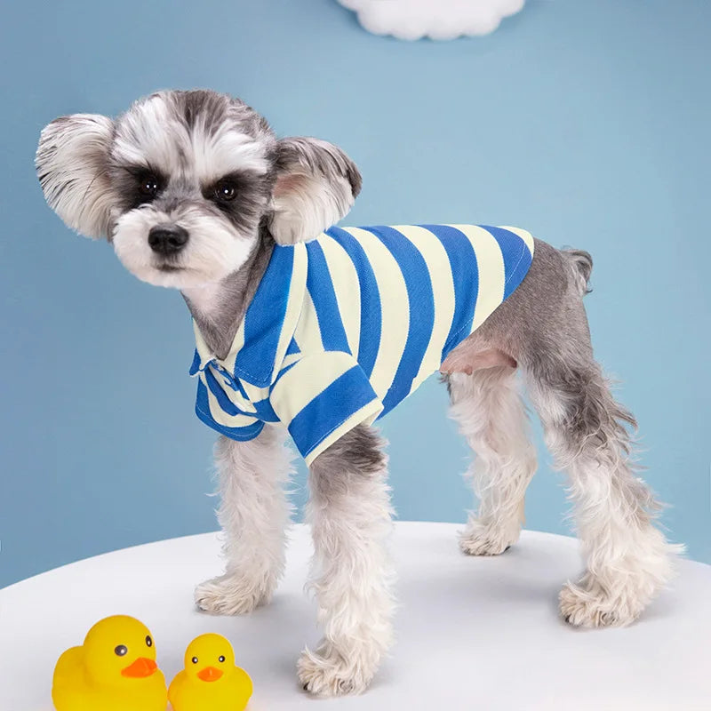 Striped Pet Polo Shirt Summer Dog Clothes for Small Dogs Cotton Puppy Vest Chihuahua Bichon Costume Cat T Shirt Dog Undershirt