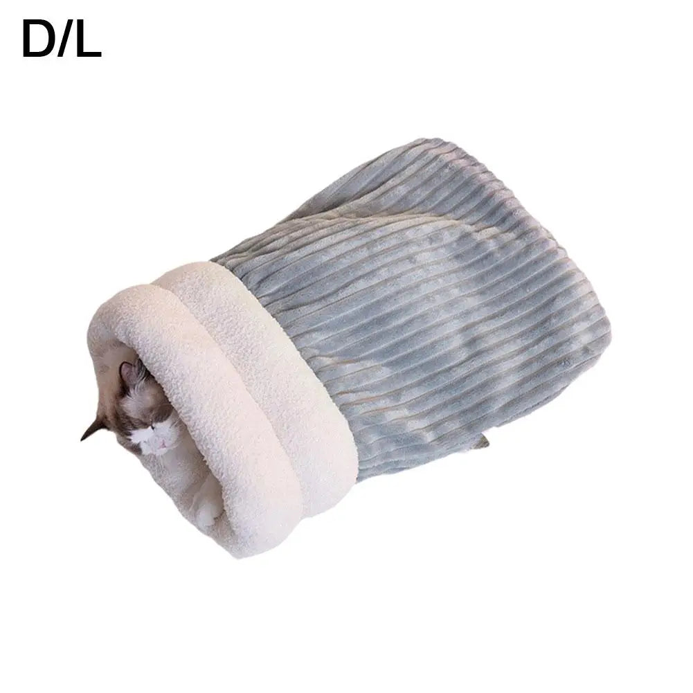 Cat Winter Sleeping Bag Pet Down Sleeping Bag Nest PP Cotton Semi-enclosed Warm And Comfortable Large Pocket Design M/L Cute