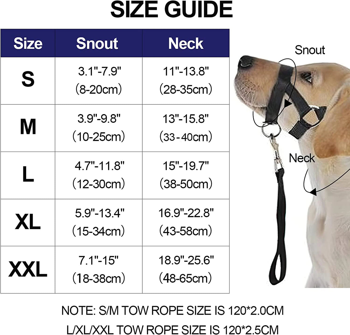 Nylon Dog Muzzle for Small Medium Large Dogs Adjustable Anti Barking Biting , Control Pet Leader Dog Head Collar Halter Leash