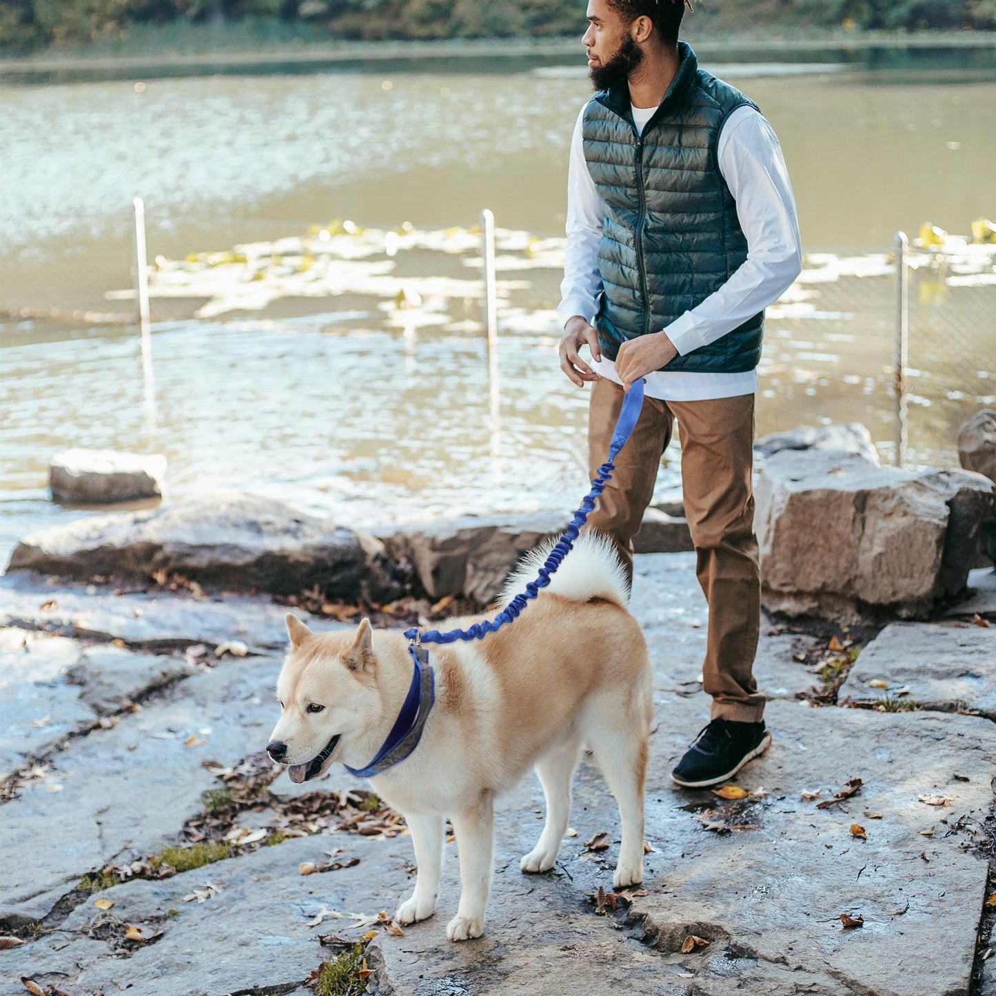 UXCELL Dog Leash Nylon Dog Leash Sponge Handle Reflective Rope for Small Medium Large Dogs Length 110-160cm Diameter 2.5cm