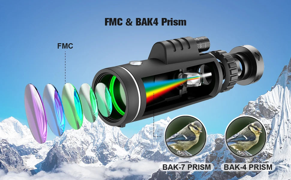 10x42 HD Powerful Portable Monocular Telescope BAK4 Prism for Outdoor Travel Camping,Hiking,Hunting,Bird watching, Holiday Gifts