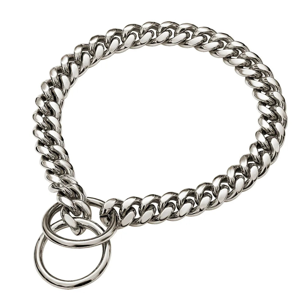 Gold Chain Dog Collar 10mm Fashion Dog Cuban Link Pet Gold Necklace Metal Puppy Jewelry Bulldog P Chain Pet Training Slip Collar