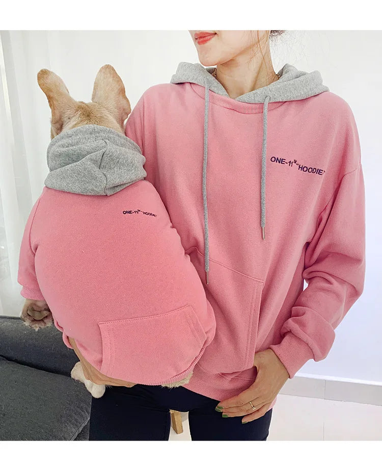 The New Pet Clothes Dog Clothes Parent-child Wear Spring and Autumn Korean Version Pure Cotton Hoodie Four Colors Seven Sizes