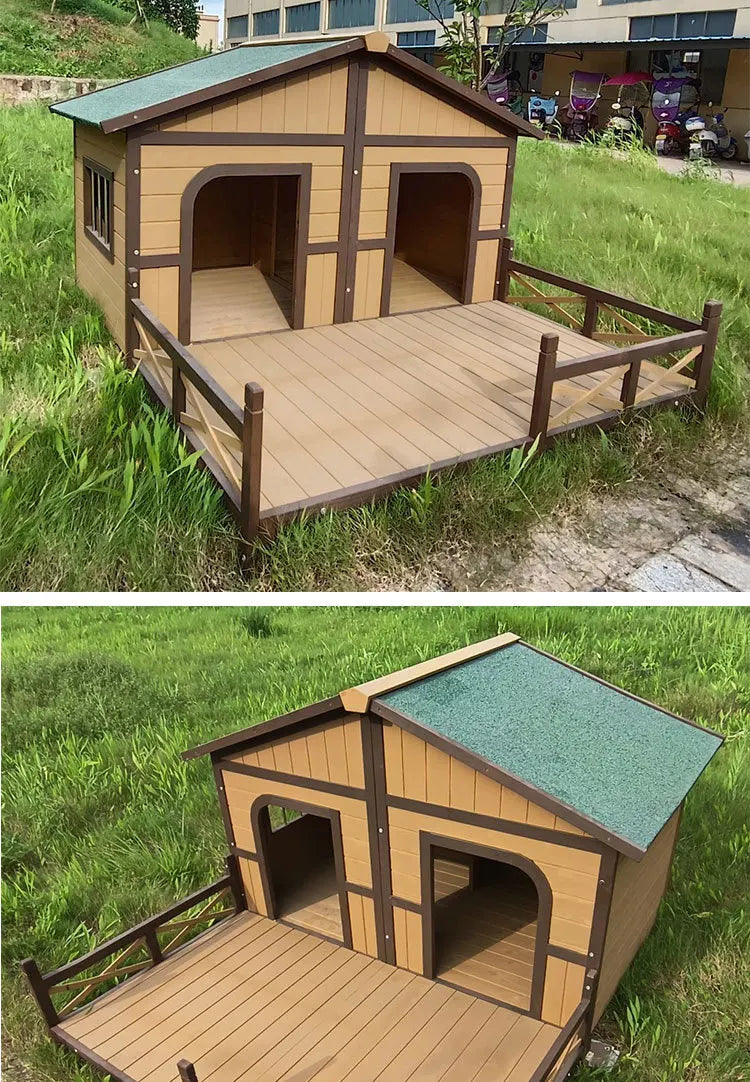 Solid wood dog house outdoor rainproof outdoor courtyard pet general   house large dog wooden dog cage wholesale