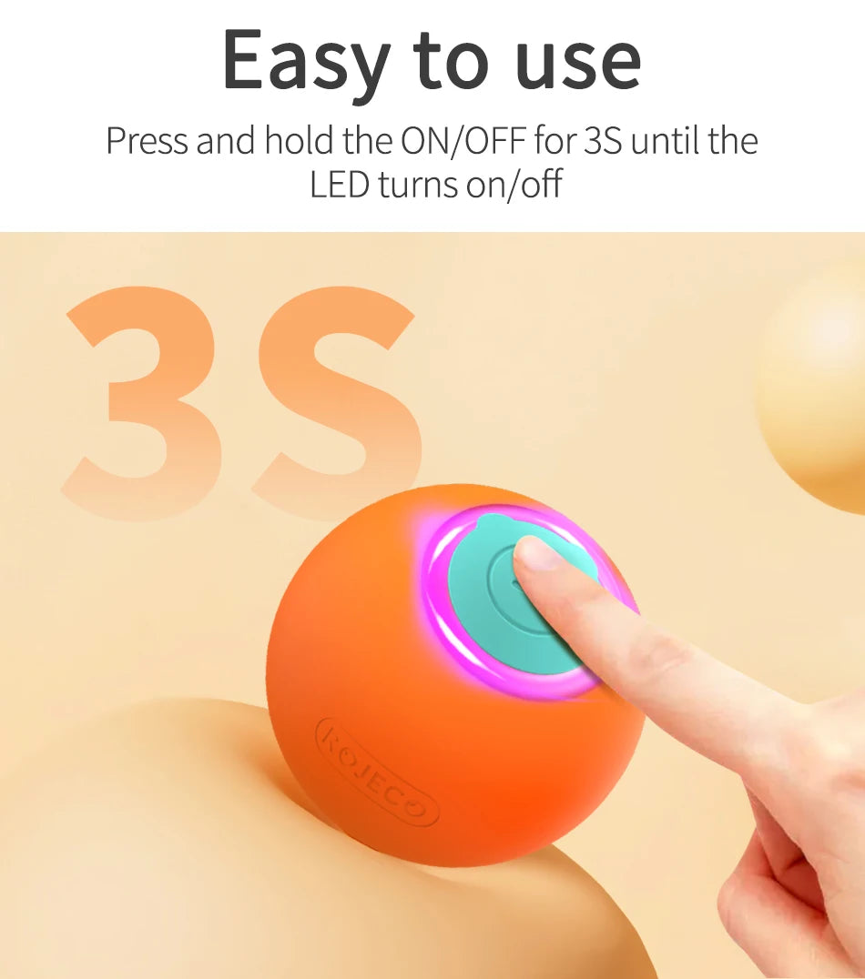 ROJECO Smart Pet Toys Cat Bouncing Ball Automatic Rolling Ball Interactive Training Self-moving Electric Toys Pet Accessories