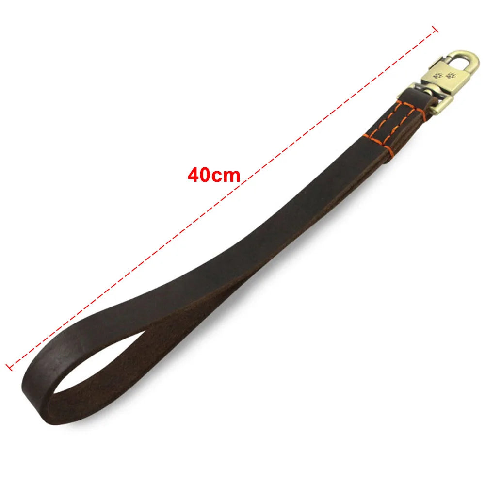 Dog Short Leash Lead Traffic Padded Handle Heavy Duty Real Leather Dog Lead for Training Control Puppy Small Medium Large Dogs