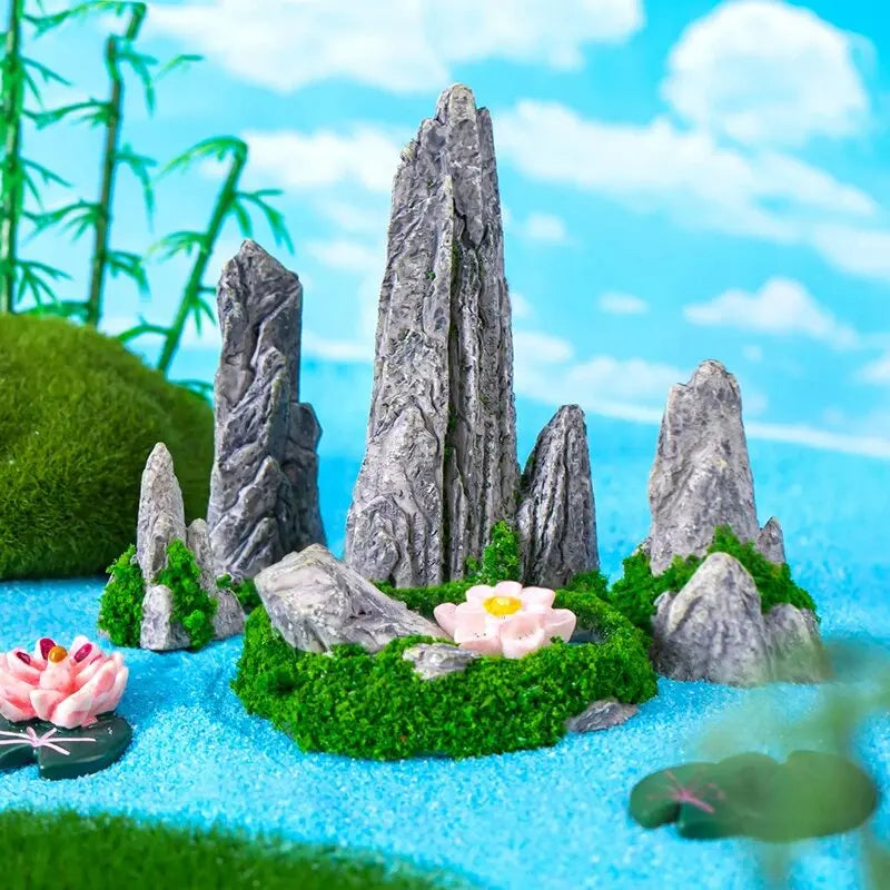 Simulated Moss Small Rockery Aquarium Ornaments Decoration Artificial Resin Pool for fish Tank Creative Ornament Background Home