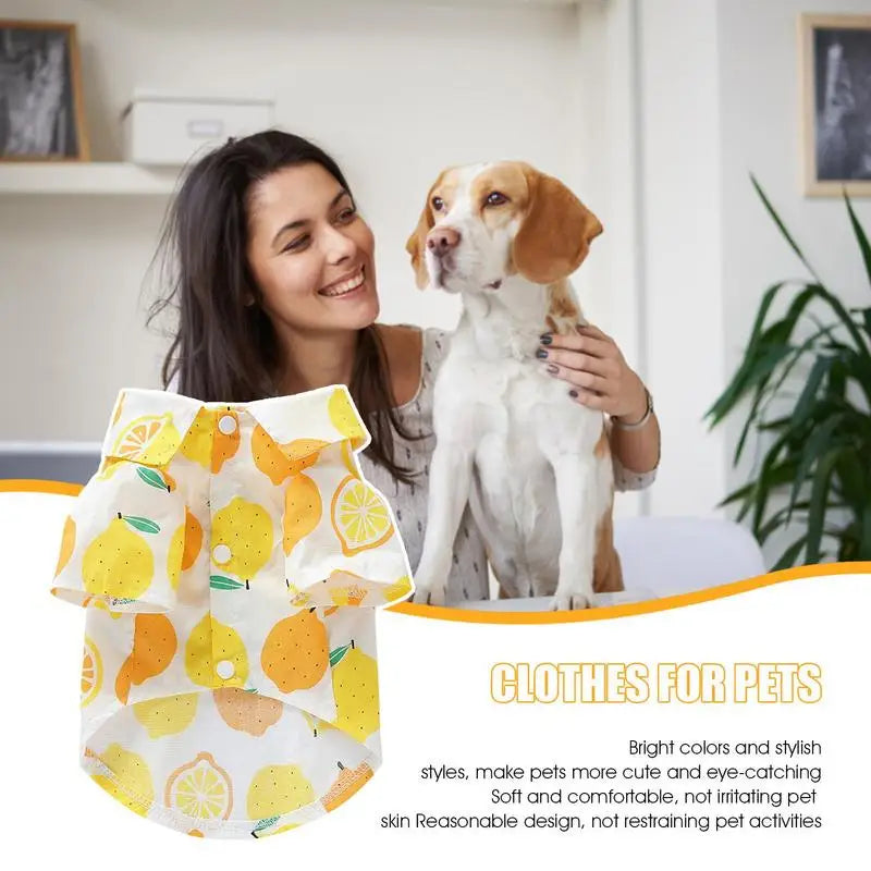 Summer Dog Shirt Breathable Puppy Outfit Fruit Print Puppy Outfit Pet T-Shirt Soft Pet Apparel Dog Shirt For Puppy