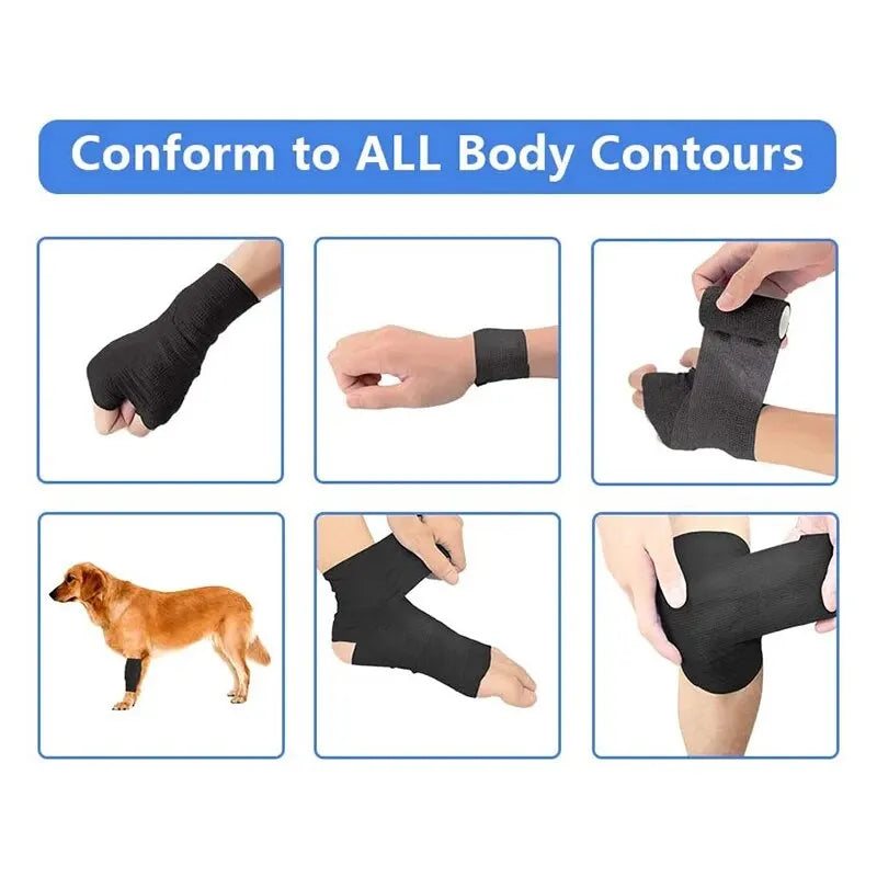 6pcs Self-Adhering Bandage Fixing Bandage Animal Bandage Hand Tearing Waterproof Elastic Bandage for Pets 5 cm X 4.5 M