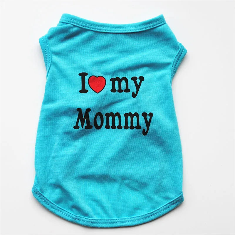Small Dog Clothes Soft Cotton Puppy Shirt Classic Daddy Mommy Printed T-shirt Pet Vest Clothing for Cats Chihuahua Dog Apparel