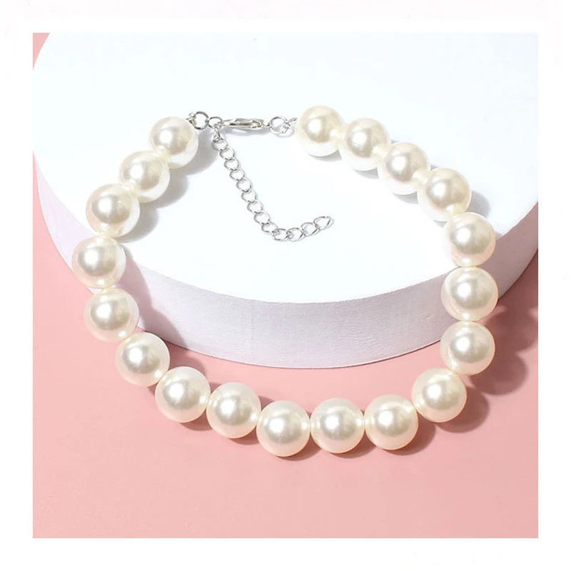 Luxury Dog Pearl Necklace Adjustable Puppy Pet Collar Jewelry Accessories for Small Medium Large Dogs Beagle Yorkie Chihuahua