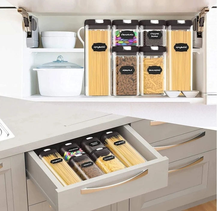 7pcs/set Food Storage Containers Plastic with Lids Kitchen Storage for Rice Sugar Flour Pasta Cereal Storage Containers