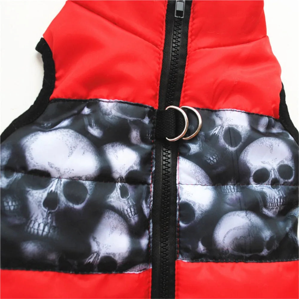 Windproof Pet Vest Jacket Winter Warm Big Dog Clothes Puppy Harness Clothing Funny Printed Coat for Small Medium Dogs Cats XS-XL