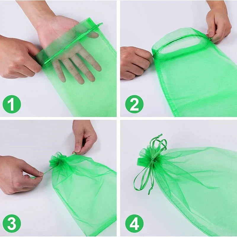 50pcs Fruit Protection Bags Anti-Bird Garden Netting Bags Strawberry Grapes Mesh Bag Plante Vegetable Netting Cover Garden Tool