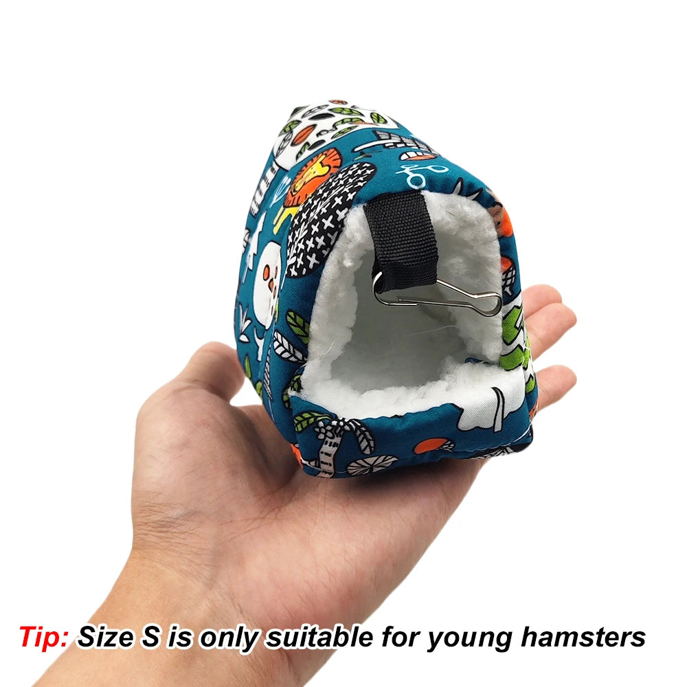 1pc Cute Print Bird Bed Mini Cage Rabbit Squirrel Mat Guinea Pig Nest Hamster House Small Animal Sleeping Bed Pet Hanging Cage