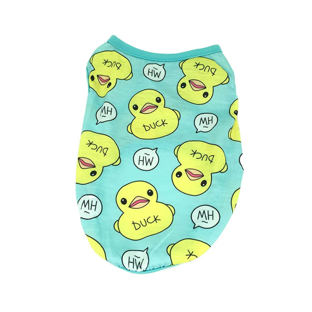 Summer Breathable Pet Dog Vest Shirts Cute Yellow Duck Pet Puppy Cat T-Shirt Tank Top Clothes Stretchy Vest for Chihuahua Dogs