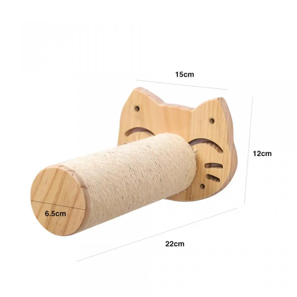 Cat Wall Mounted Wooden Shelves Platform and Hammock for Cats Sleeping and Scratching Post for Cats Grinding Claws Pet Furniture