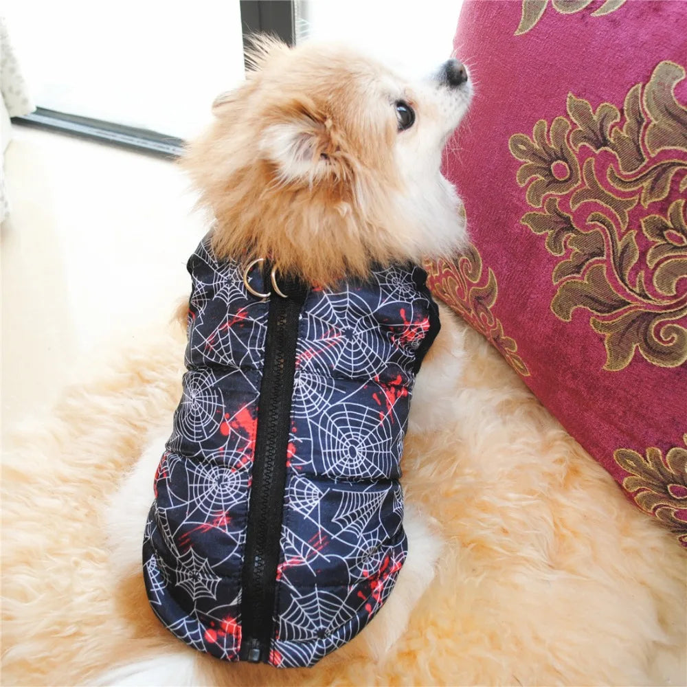 Windproof Pet Vest Jacket Winter Warm Big Dog Clothes Puppy Harness Clothing Funny Printed Coat for Small Medium Dogs Cats XS-XL